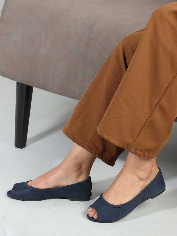 Women's Solid Peep Toe Ballerinas