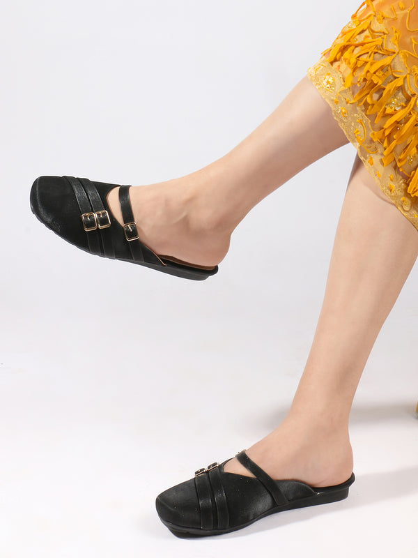 Women's Buckled Strap Slip-On Mules