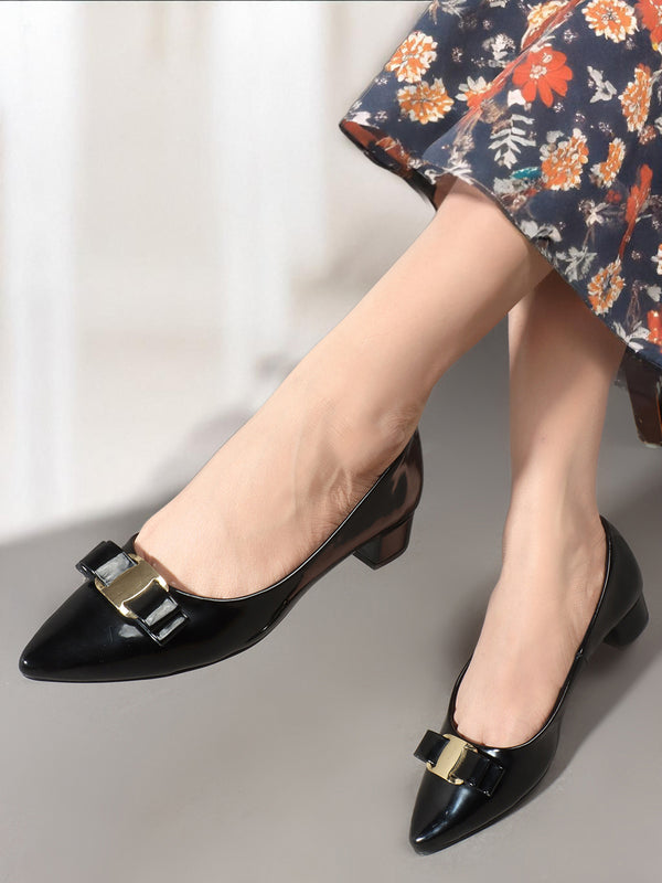 Women's Comfortable Solid Black Pump