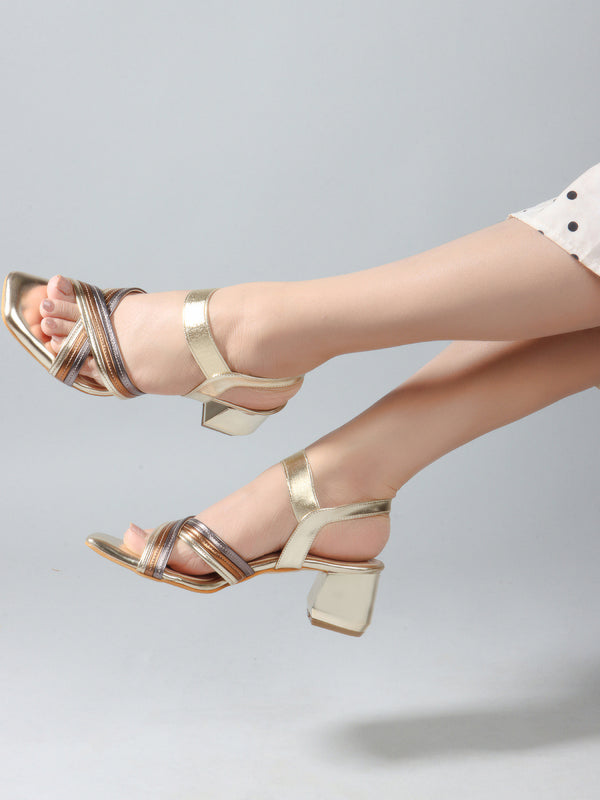 Women's Sculpted Heel Criss-Cross Ankle Strap Sandals