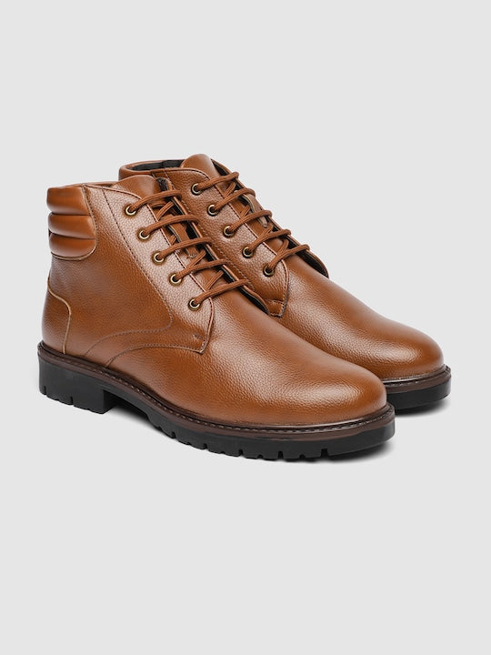 Men's Stylish Tan Lace-Up Combat Boots