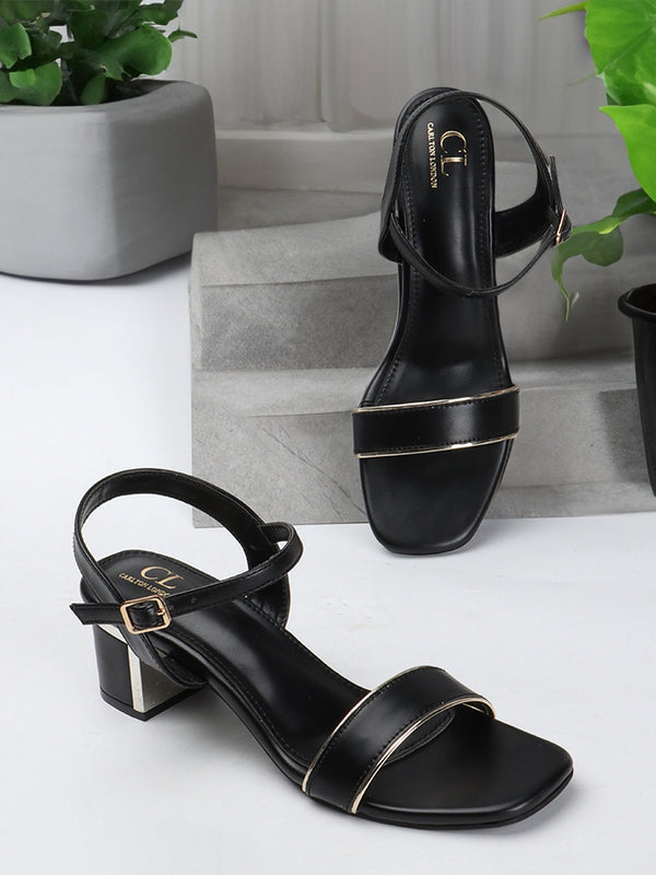 Women's Ankle Strap Square Toe Block Heel Sandals