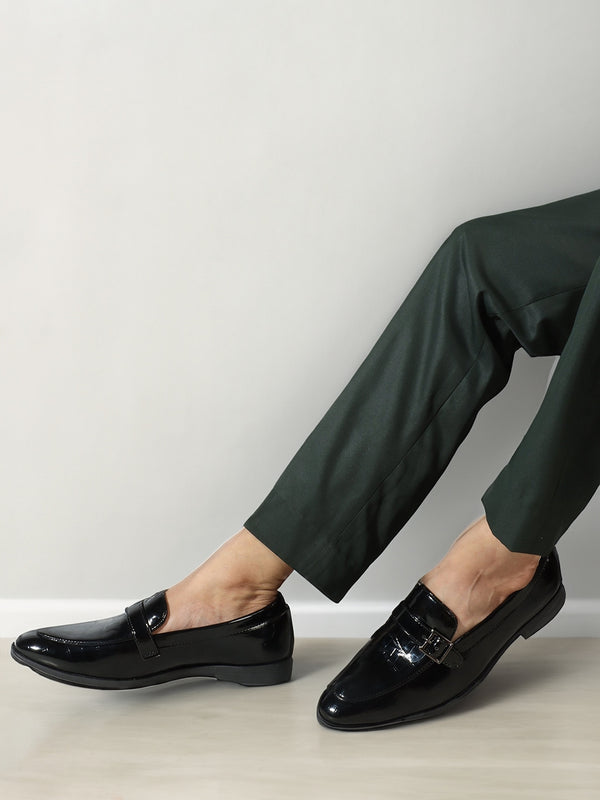 Men's Buckled Textured Loafers