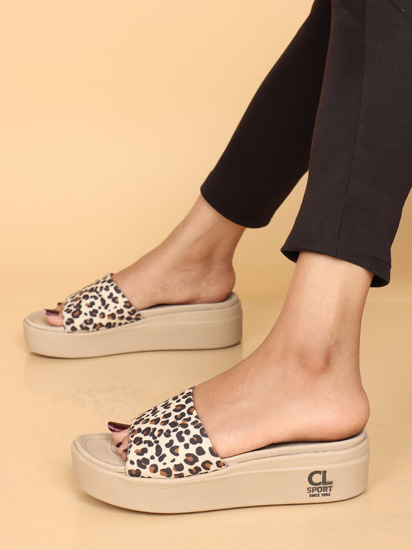 Women's Printed Flatform Slide Sandals