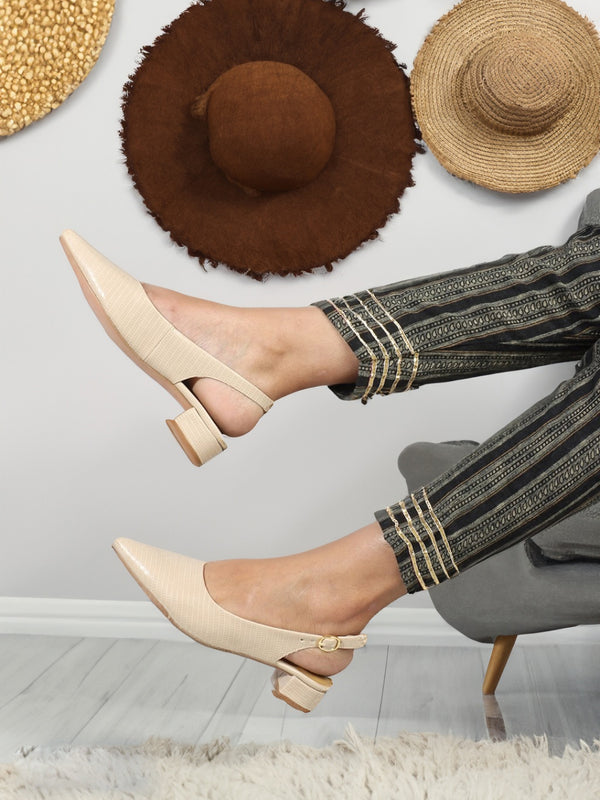 Women's Texchted Pointed Toe Block Heel Pumps