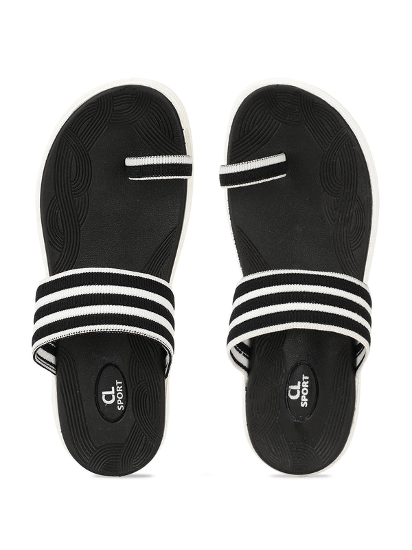 Women's Striped Toe Ring Comfort Slides