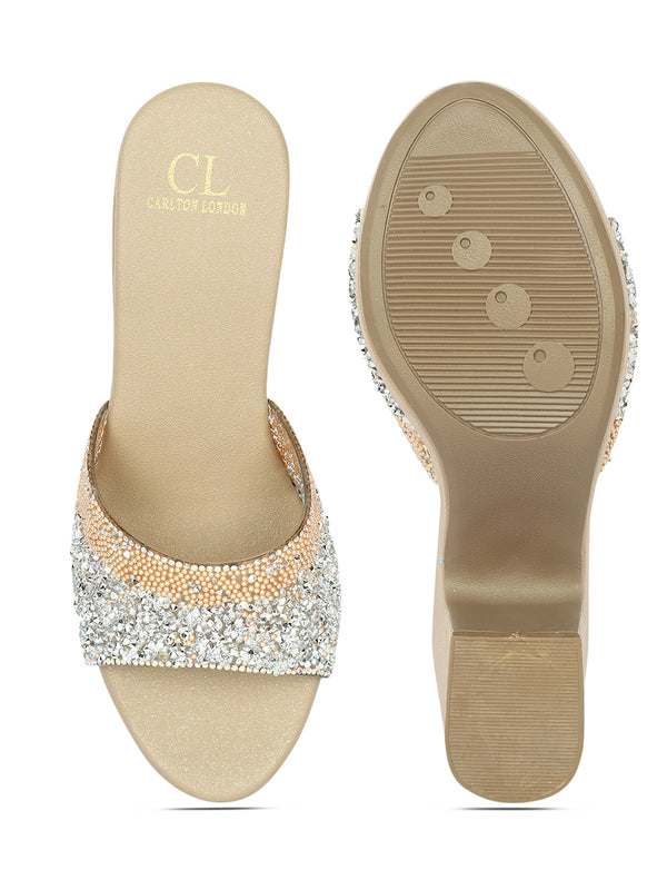 Women's Glitter Strap Heel Sandals