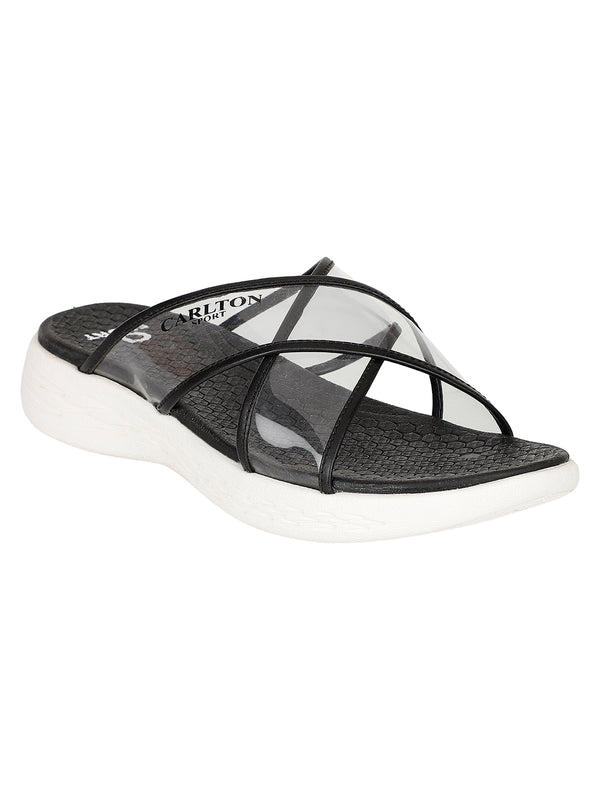 Women's Criss Cross Strap Slip-On Wedge Sandals