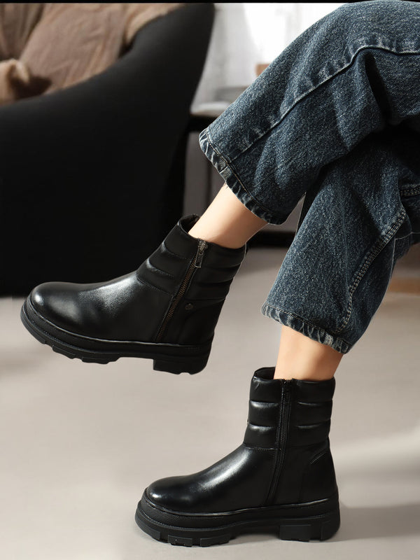 Women's Padded Panel Mid-Calf Winter Boots