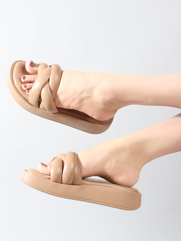 Women's Padded Crisscross Platform Slide Sandals