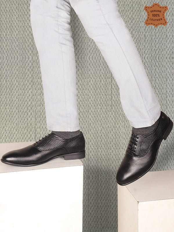 Men's Textured Quarter Brogue Oxford Dress Shoes