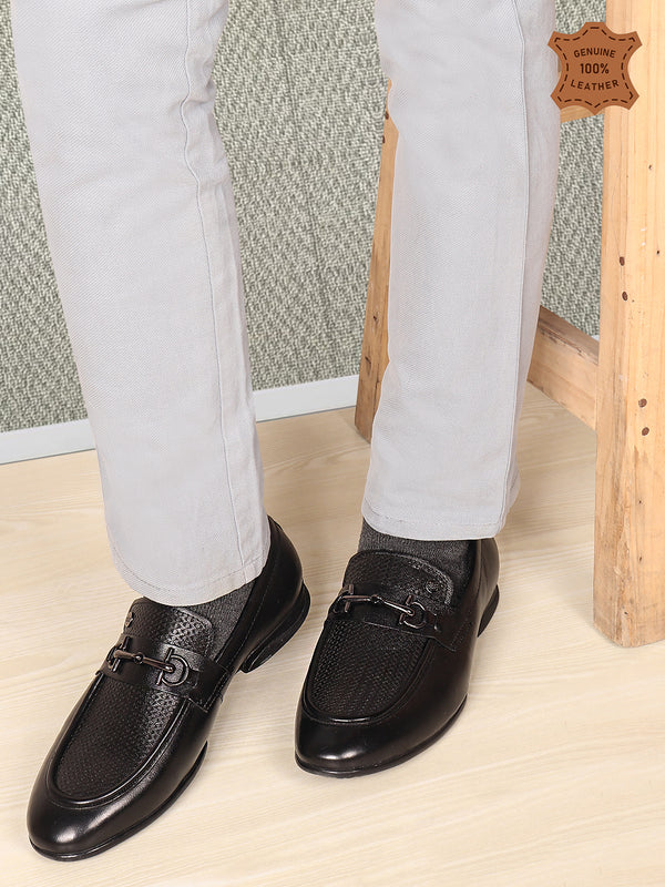 Men's Perforated Vamp Slip-On Loafers with Hardware Detail
