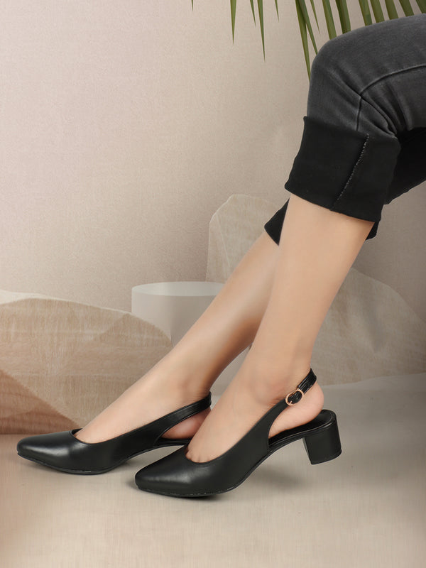 Women's Classic Pointed-Toe Slingback Block Heel Sandals