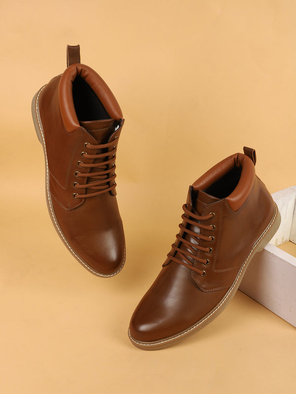 Men's Solid Lace-Up Casual Boots