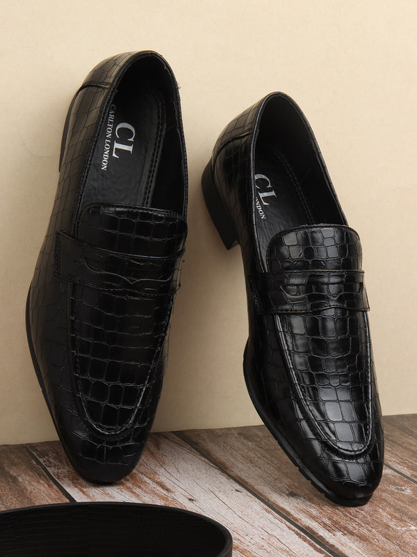 Men's Reptilian Pattern Penny Loafers