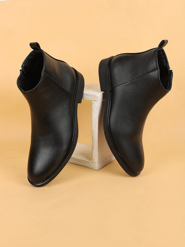 Men's Classic Black Zippered Ankle Boots