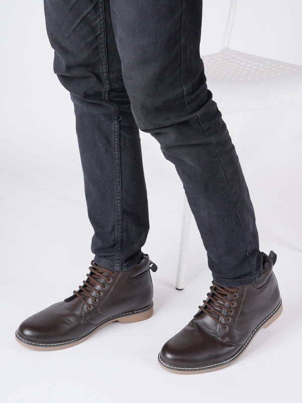 Men's Classic Solid Tan Lace-Up Boots