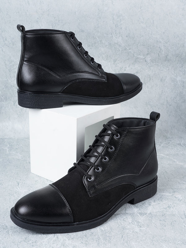 Men's Classic Black Cap-Toe Ankle Boots