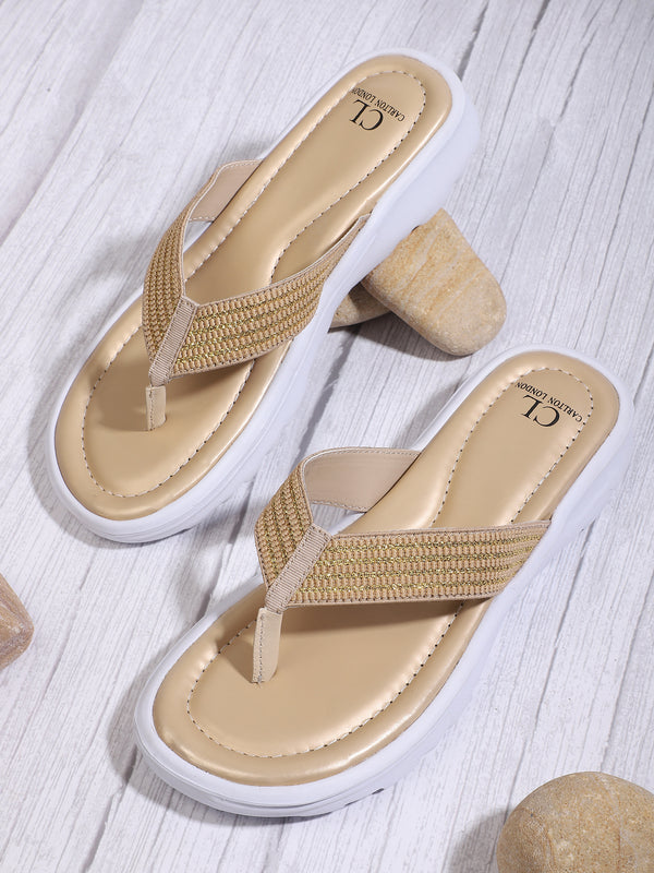 Women's Metallic Detail Comfort Thong Flip-Flops