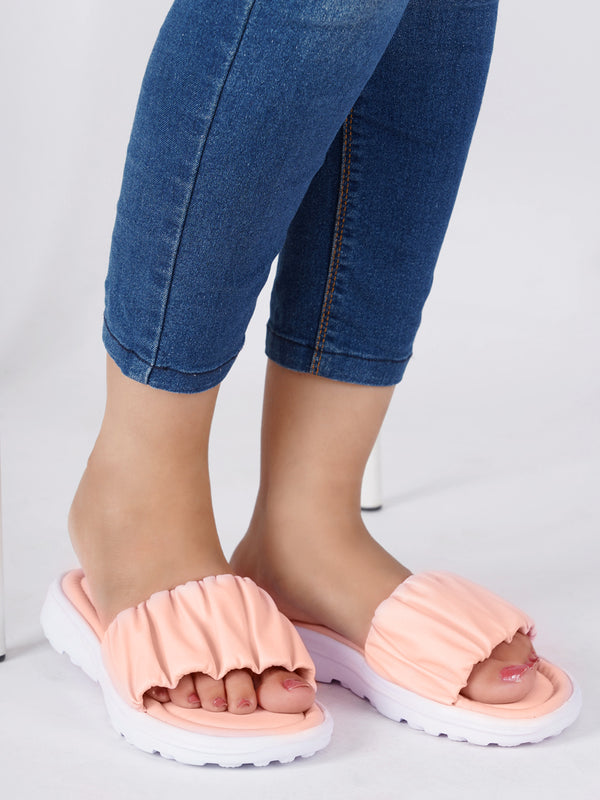 Women's Ruched Strap Comfort Slide Sandals