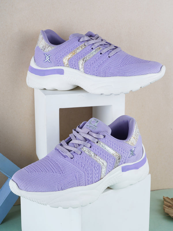 Women's Knit Lace-Up Colorblock Fashion Sneakers