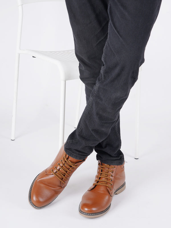 Men's Classic Coffee Brown Lace-Up Boots