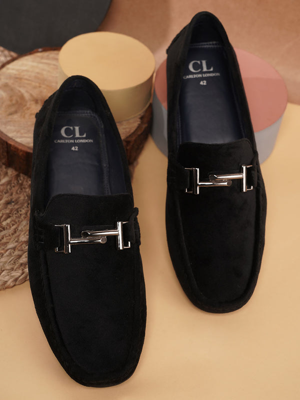 Men's Stylish Suede Slip-On Loafers with Metallic Bit
