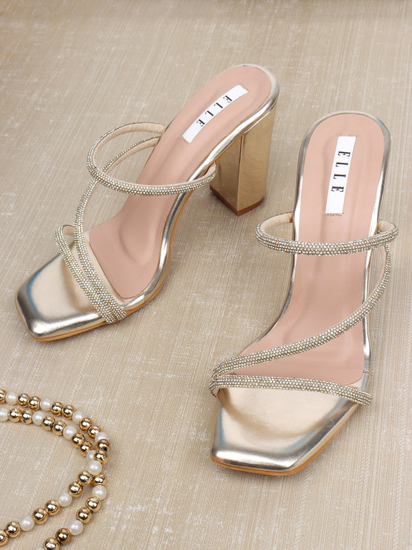 Women's Embellished Strap Block Heel Sandals