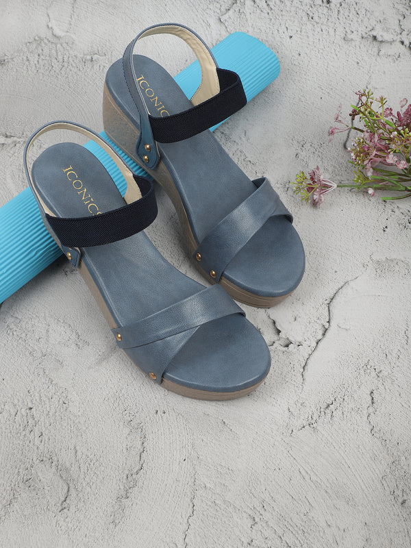 Women's Elastic-Strap Casual Wedge Sandal with Dedge Sole