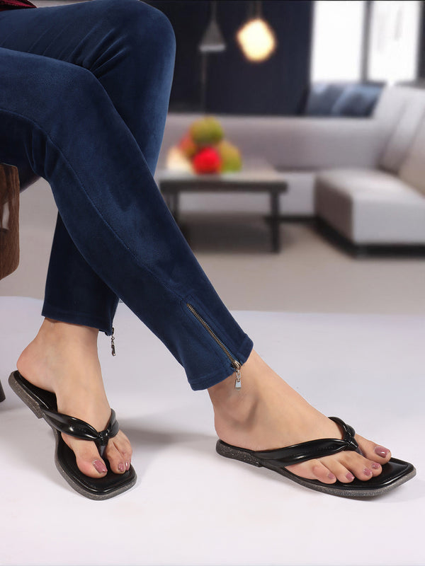 Women's Black Comfortable Flip-Flops