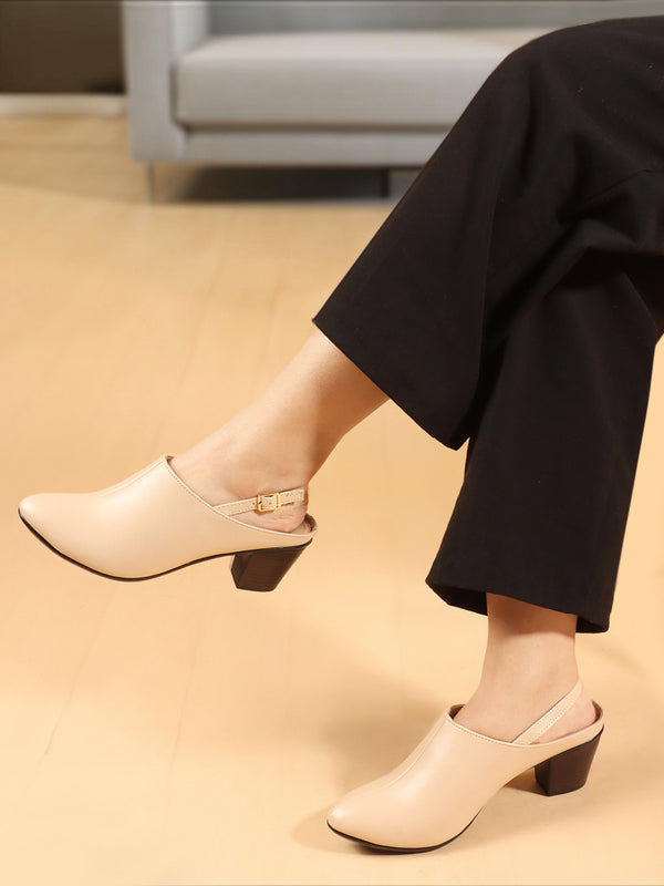 Women's Solid Slingback Block Heel Sandal