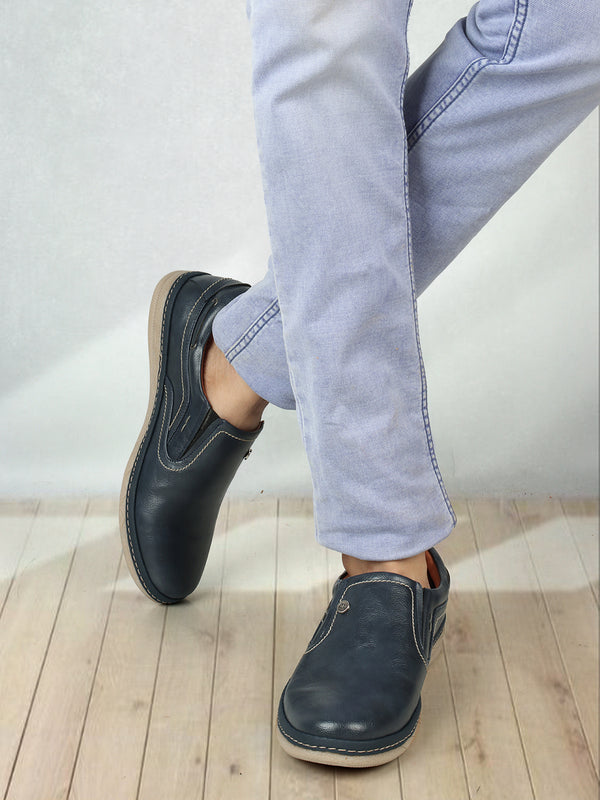 Men's Casual Slip-On Loafers with Contrast Stitching