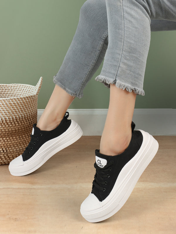 Women Lightweight Textile Comfort Insole Contrast Sole Sneakers