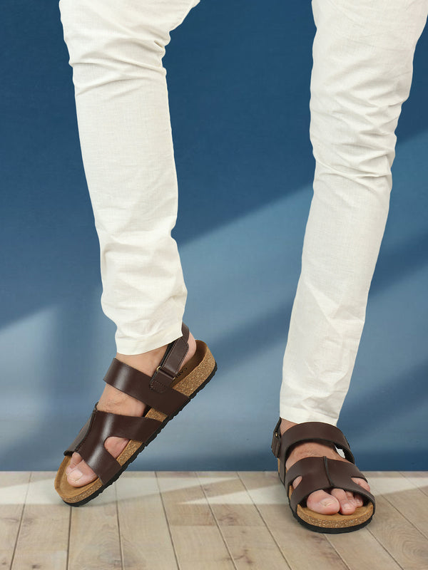 Men's Casual Strappy Sandals with Cork Sole