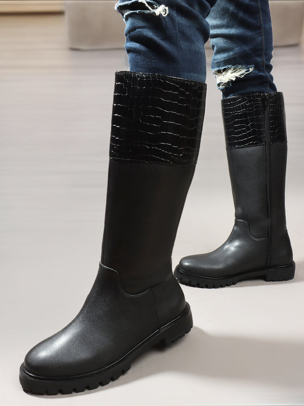 Women Block-Heeled Winter Long  Boots
