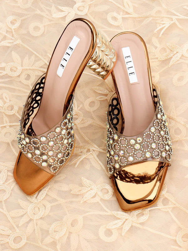 Women's Glamorous Elegant Embellished Block Heels