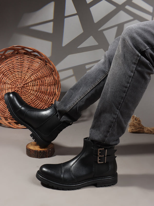 Men's Buckled Ankle-High Chelsea Boots