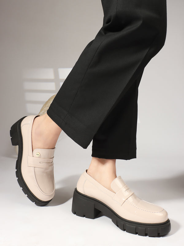 Women's Patent Chunky Heel Loafers