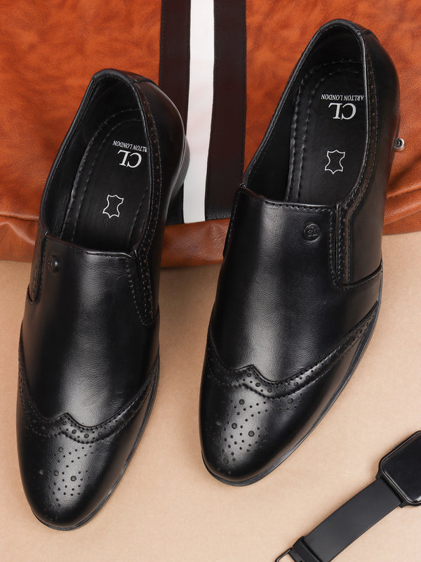 Men's Brogue Detail Slip-On Formal Shoes