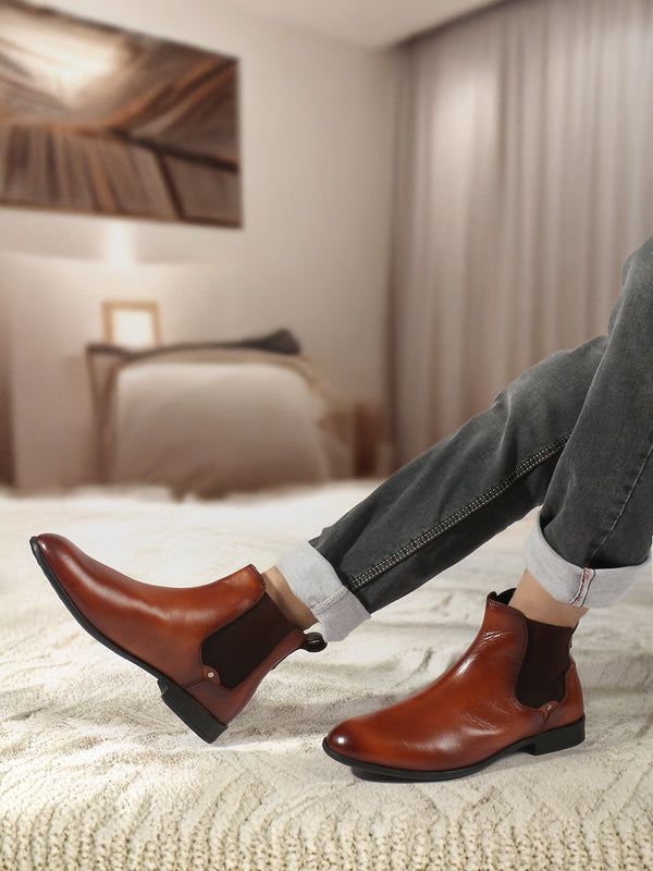 Elegant Classic Leather Ankle Chelsea Boots for Men