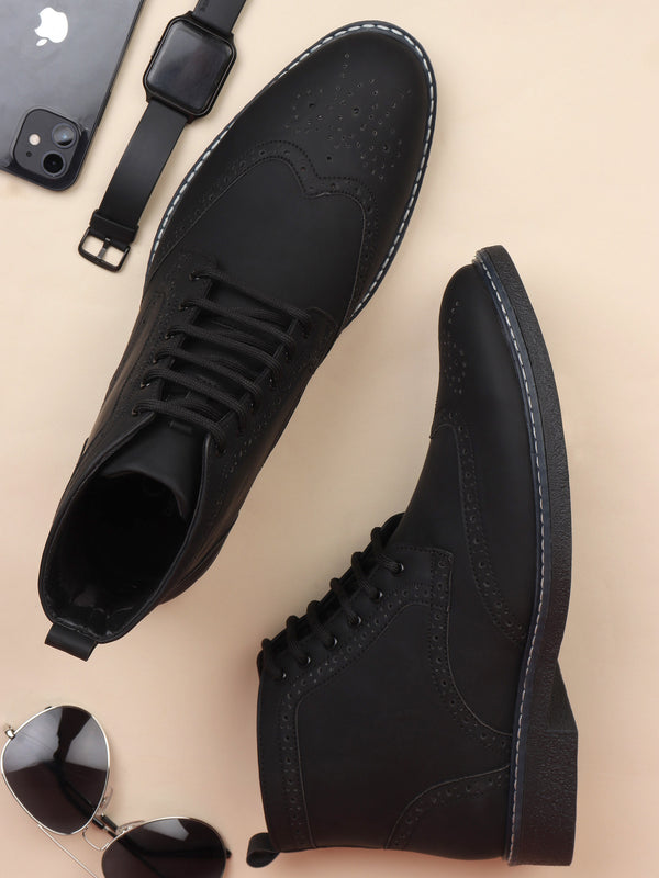 Men's Brogue Detail Lace-Up Boots