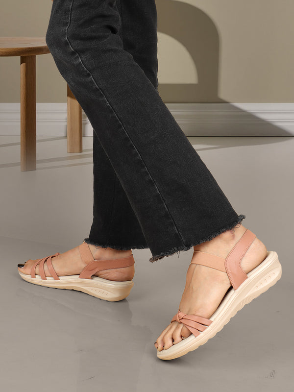 Women's Knotted Toe-Strap Elastic Slingback Comfort Sandal