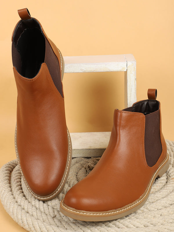 Men's Classic Tan Chelsea Boots with Light Sole