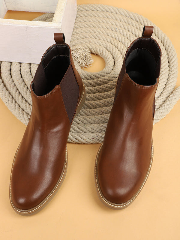 Men's Classic Brown Chelsea Boots with Light Sole