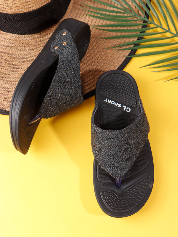 Women's Casual Textured Thong Sandals with Comfort Sole