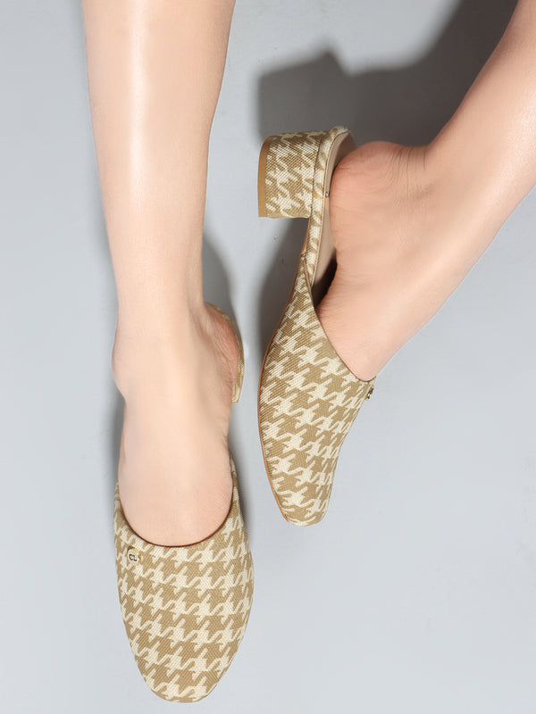 Women's Textured Printed Block Heel Mules