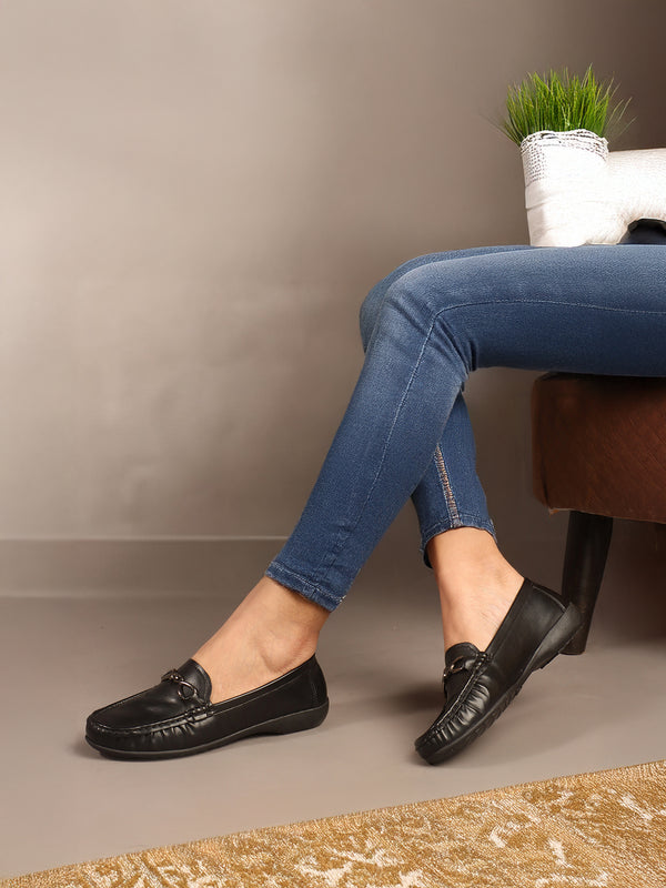 Women's Slip-On Loafers with Metal Detail